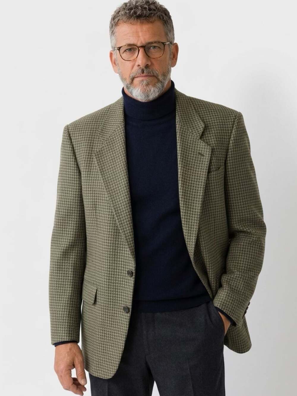 Mani Giorgio Armani Wool Houndstooth Sport Coat Blazer